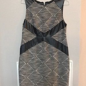 Black and white dress with leather like detail